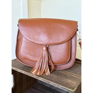 GATTA Lola Miel Camera Crossbody Bag Cognac Brown Leather Boho MRSP $167